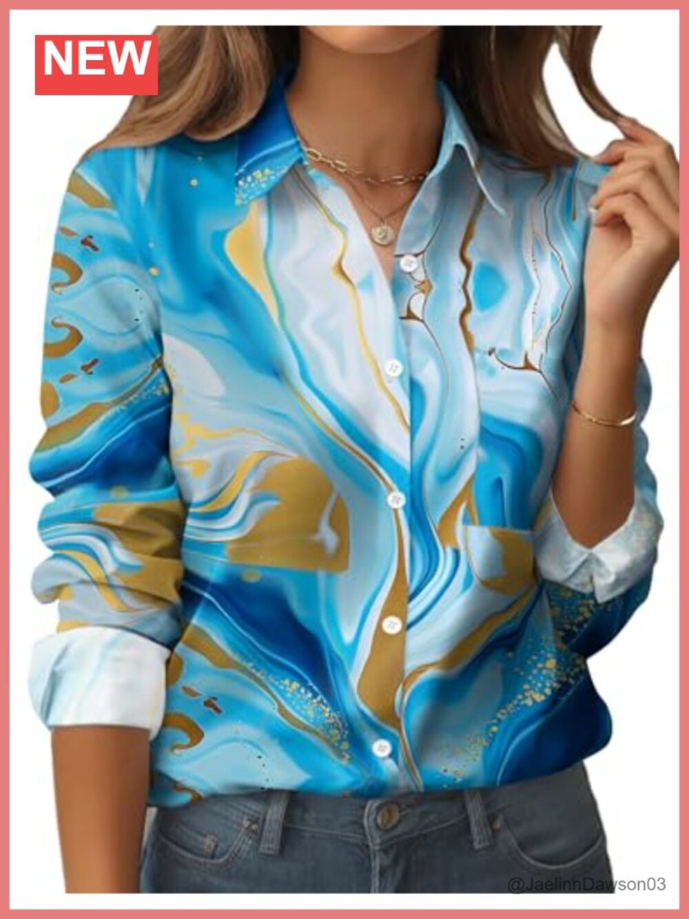 Womens Floral Button Down Shirt Long Sleeve Work Blouse with Pocket